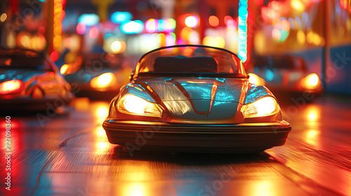 Studio image highlighting bumper car attractions in an amusement park
