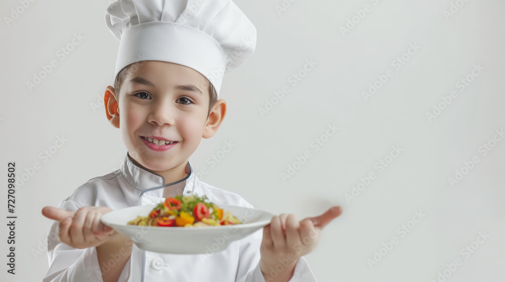 Studio shoot featuring a kid chef in culinary attire Studio shoot featuring a kid chef in culinary attire