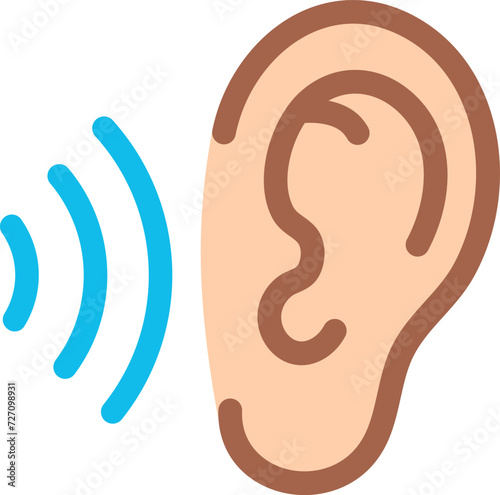 Human ear icon in line and fill style.
