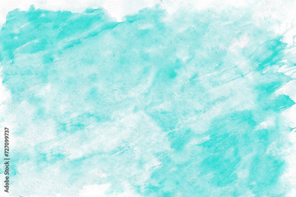 Blue watercolor abstract background. Watercolor turquoise background. Abstract blue texture.
