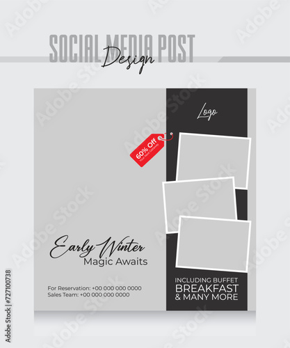 hotel resort and travel flyer or post social media template
