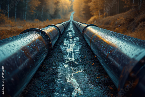 Wallpaper Mural Industrial Pipeline: Metal Power and Energy Supply in the Green Outdoors Torontodigital.ca