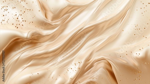 Smooth waves of liquid foundation or concealer skin tone background. Beauty fluid makeup product banner, backdrop photo