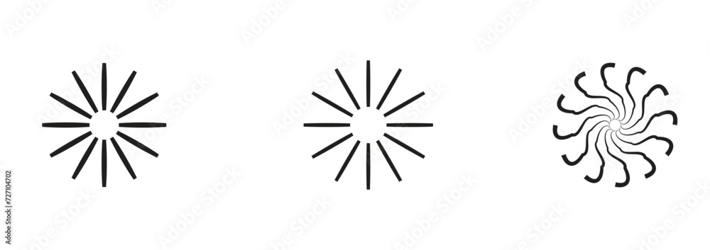 Sunburst icon in liner style. Burst symbol vector set with white background.