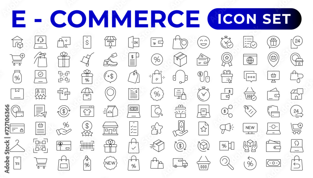 E-Commerce set of web icons in line style.