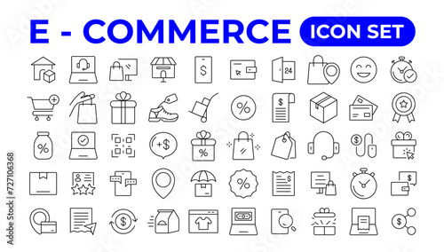 E-Commerce set of web icons in line style.