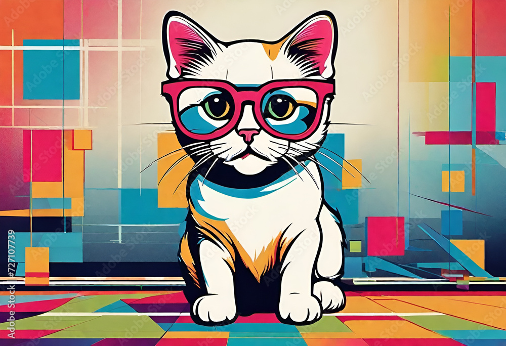Fototapeta premium Cute cat with glasses