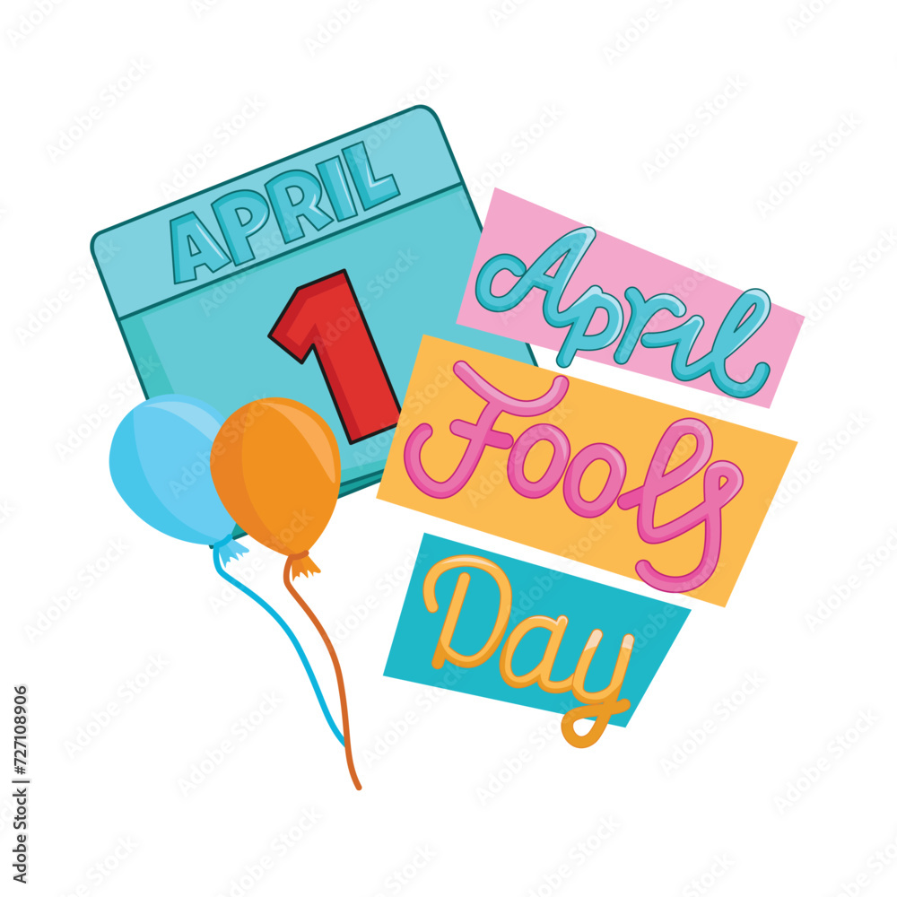  balloon with date fools day illustration