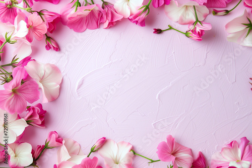 Captivating scene of beautiful pink flowers on Cement wall surface and copy space 