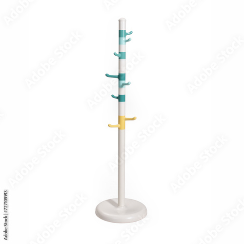Modern freestanding coat rack isolated on white background