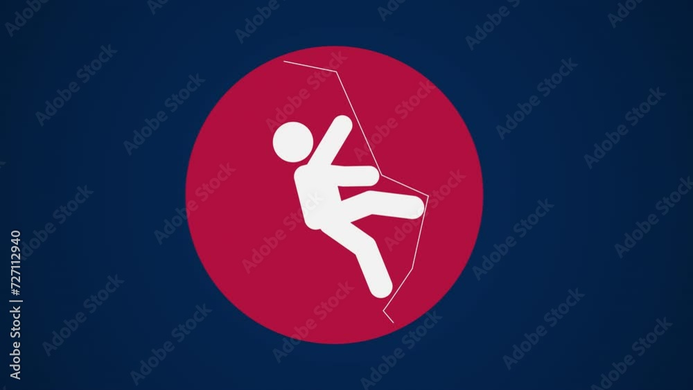 Pictograma de los Juegos Olímpicos de lado izquierda con el deporte escalada deportiva en fondo azul sin texto. 