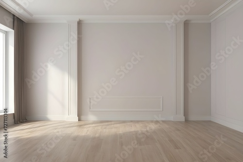 modern interior design. 3D rendering of an empty room. Front view.