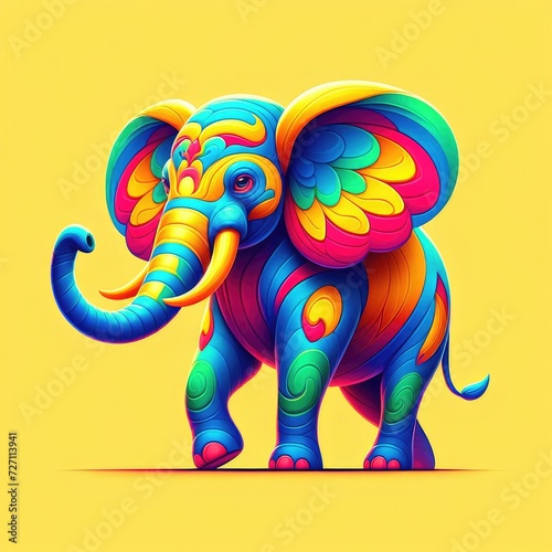 colorful elephant cartoon illustration © Deanmon