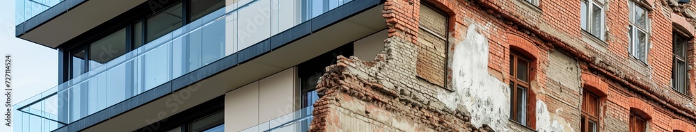 Fototapeta premium Urban Texture: New Facade Meets Old