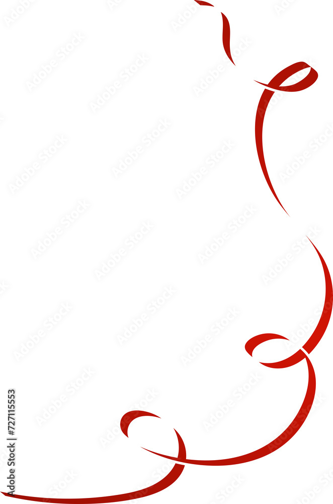Red ribbon shadow. Decoration for holiday, new year Red ribbon shadow. Decoration for holiday, new year