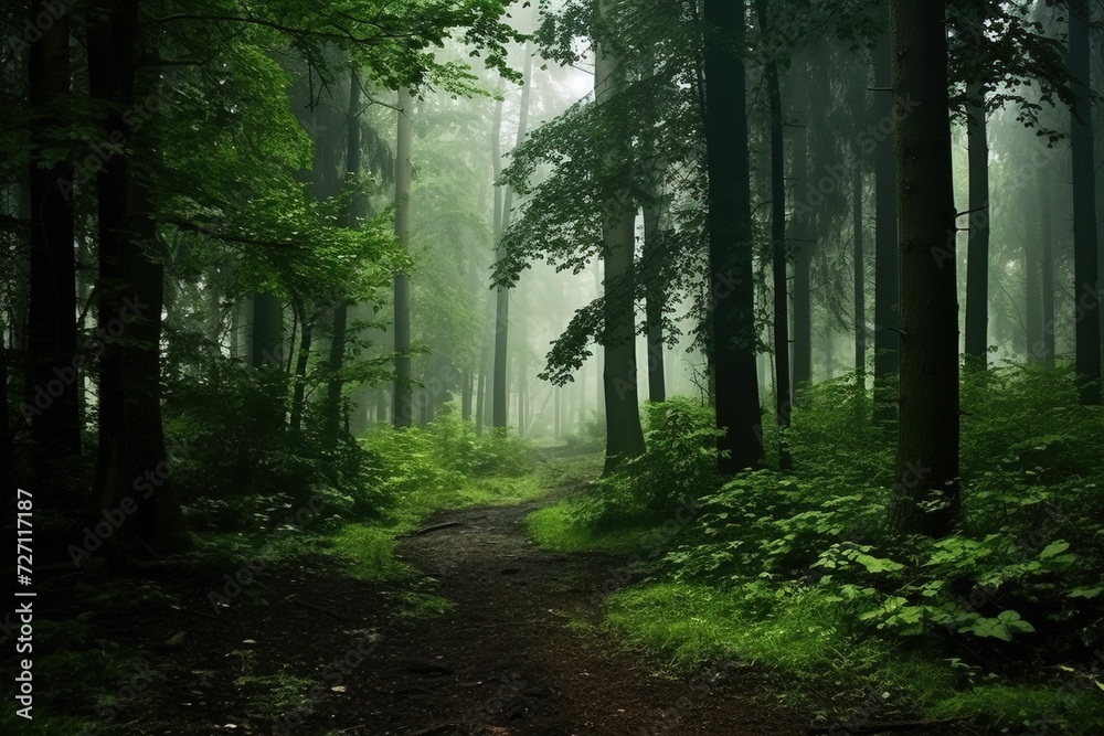 sun rays in the forest. 