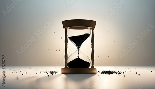 Hour glass reflecting countdown, pressure, flow, retirement, time. creative illustration. generative ai. photo