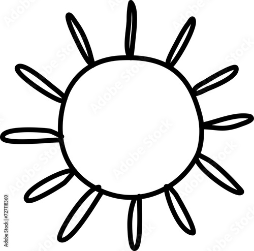 Set of hand drawn sun icons. Doodle style