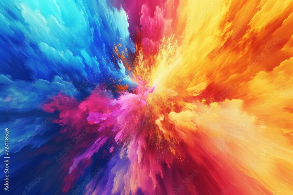 Fototapeta premium Explosion of colored powder on black background