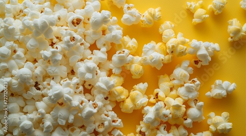 Scattered Popcorn on a Yellow Background