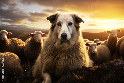 Sheep shepherd dog. Generative AI