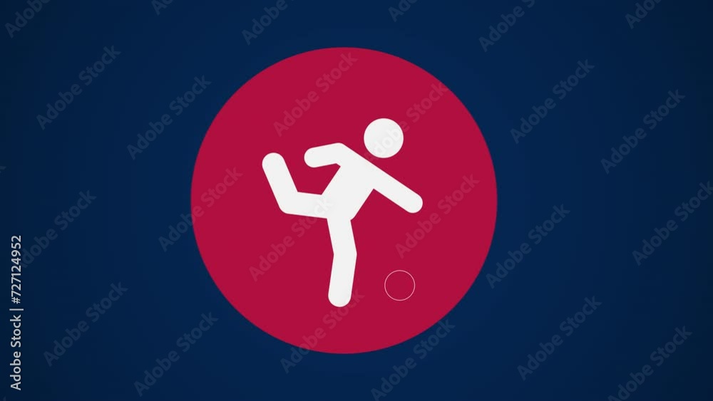 Pictograma de los Juegos Olímpicos de lado izquierda con el deporte fútbol en fondo azul sin texto. 