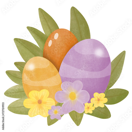 eggs with flowers and leaves