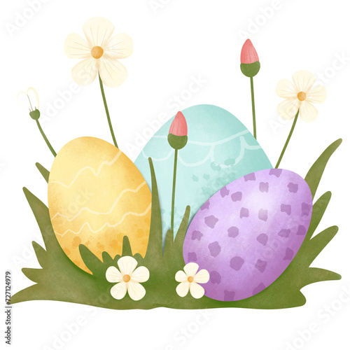 easter eggs and flowers
