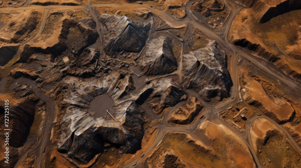 aerial view mining site area scene
