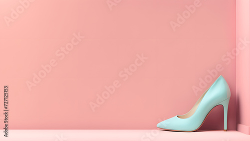 3D high heels on a pink pastel background with copy space. Modern minimalist background for fashion, e-commerce, store, banner, mother's day, woman's day, valentine.