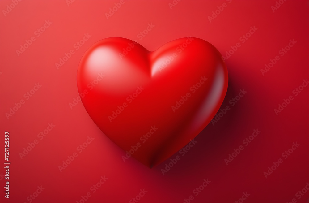 A red heart in close-up on a red background. A symbol of love. Generative AI