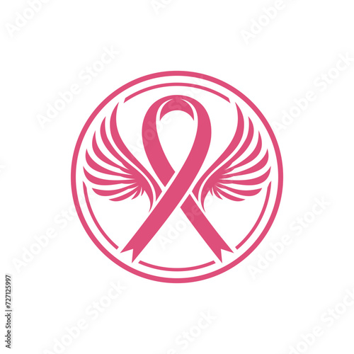 vector circle Breast cancer foundation with pink ribbon logo symbol design template