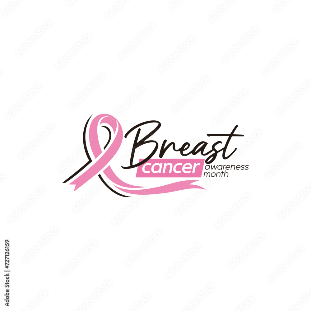 vector Breast cancer awareness month Calligraphy with pink ribbon symbol line design template vector Breast cancer awareness month Calligraphy with pink ribbon symbol line design template