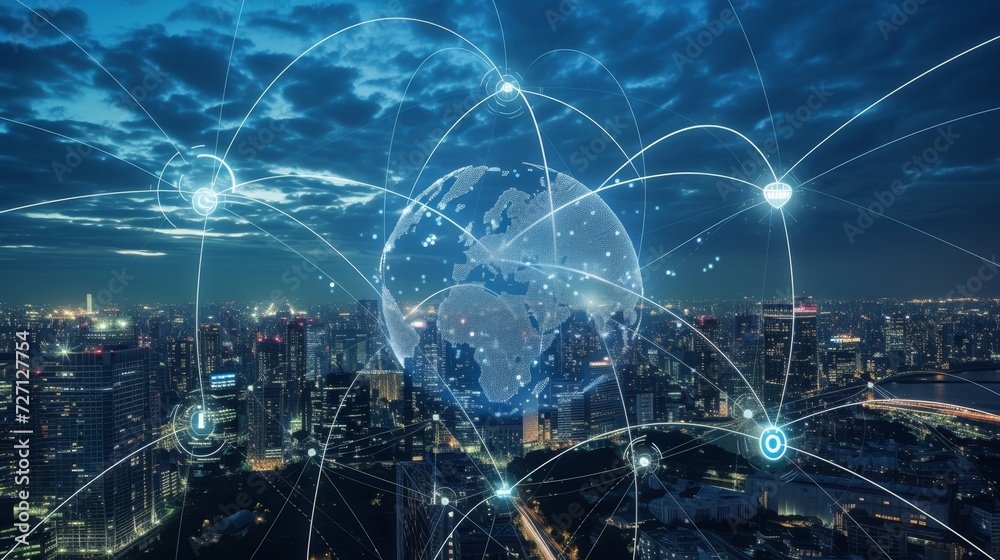 Fototapeta premium Connecting Continents: Wireless Signs Encompassing the Globe