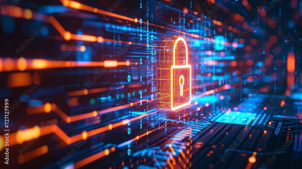 Obraz premium Digital Security: Signs Amidst the Lock Symbol