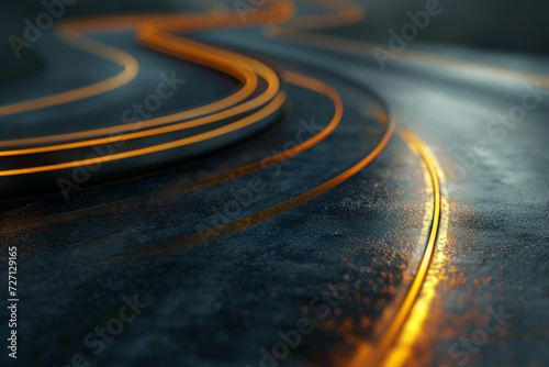 Road with straight path in real life 3d illustration photo. photo