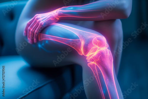 X ray of human knee, painful knee. Generative ai photo