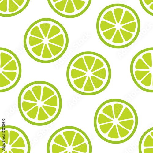 Seamless pattern with lime slices