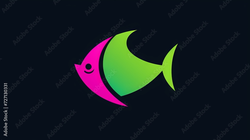 Fish icon , logo on single color Background Fish icon , logo on single color Background