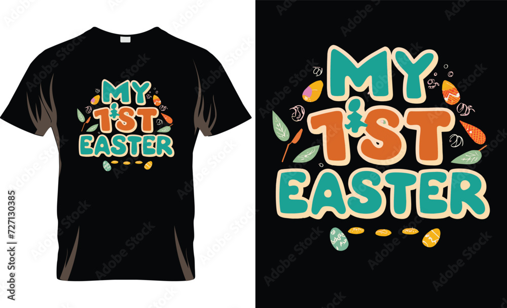 Naklejka premium Easter Day T-shirt design,easter bunny t shirt design vector,hop,humor,hunter,joke,lovely,Easter Bunny clothing, My 1st Easter,Dead Bunny,Easter day trendy shirt design,17