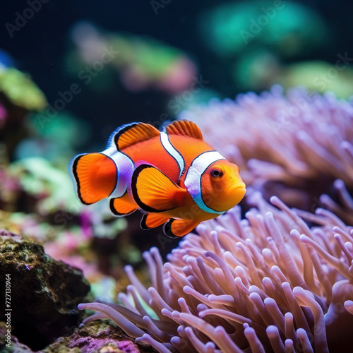 clown fish in an aquarium.