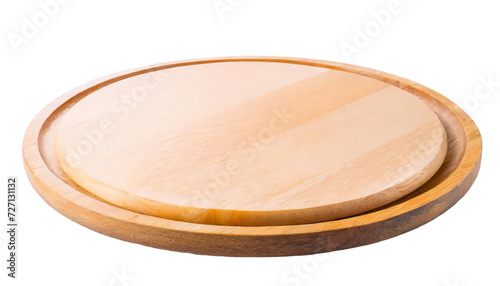 Empty Wooden pizza plate isolated on transparent background