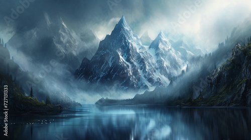 Mountains Surrounded by Water photo
