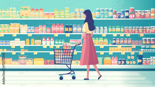 買い物をする若い女性
