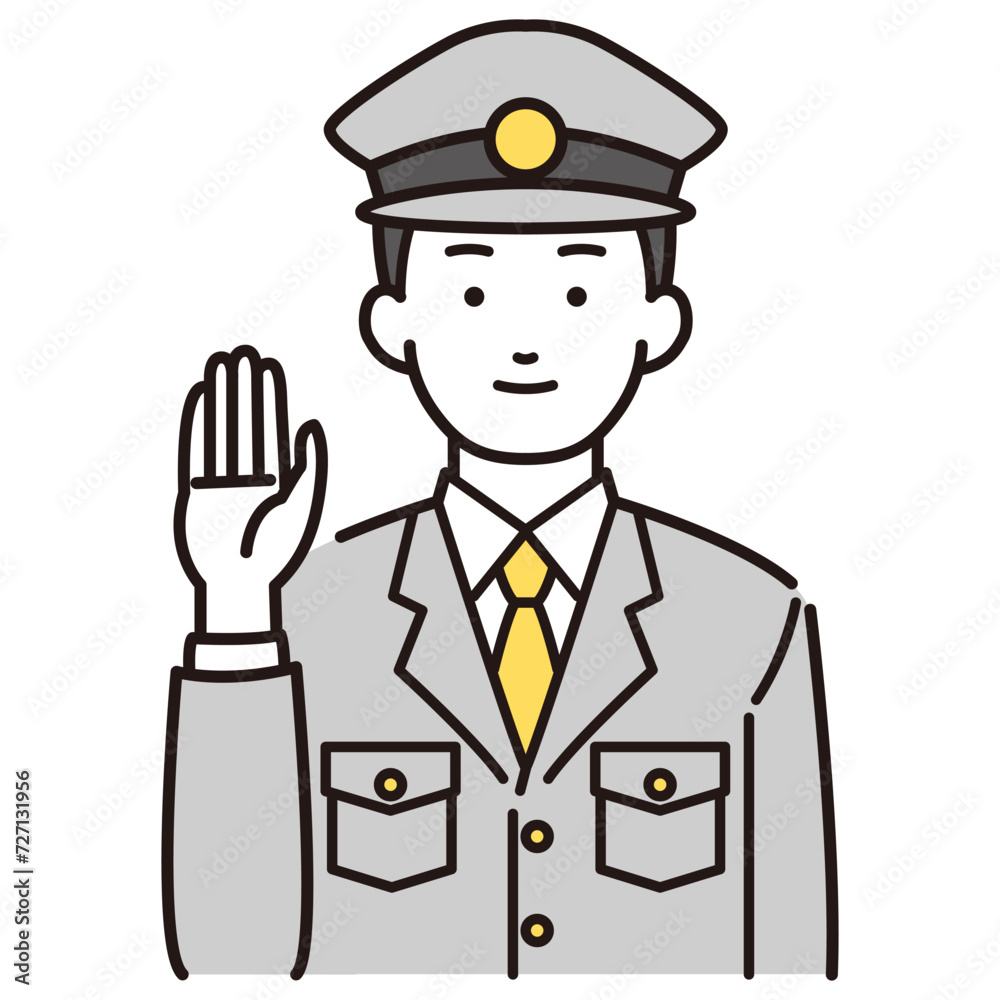 挙手をする警察官イラスト
