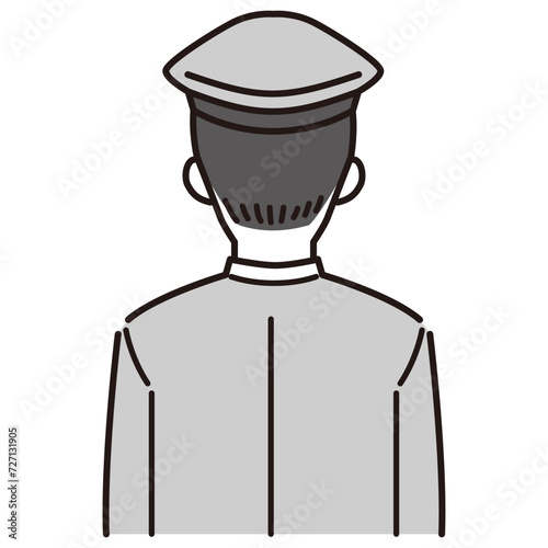 後ろを向く警察官イラスト
