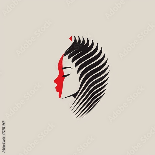 A minimalistic logo of  a woman on simple background