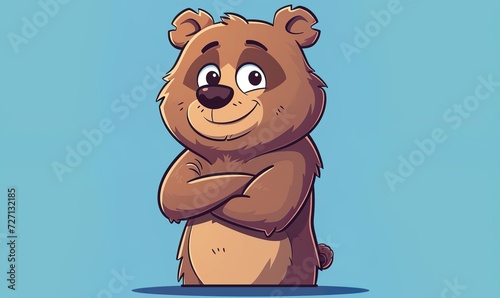cartoon illustration of a sarcastic funny bear with folded arms photo
