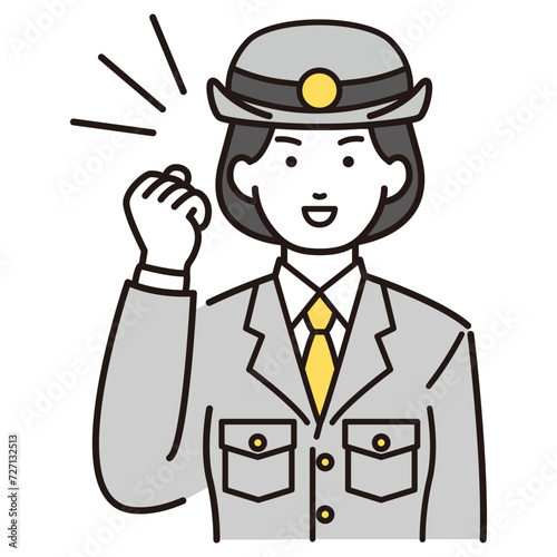 ガッツポーズをする警察官イラスト
