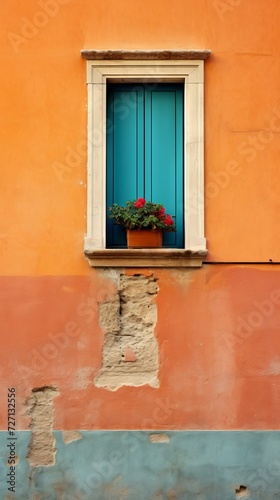 Italian Window  On Colorful Wall